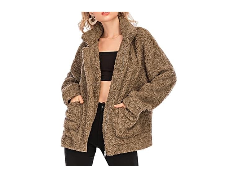 Comeon Women (S) Coat Casual Lapel Fleece Jackets - Image 1