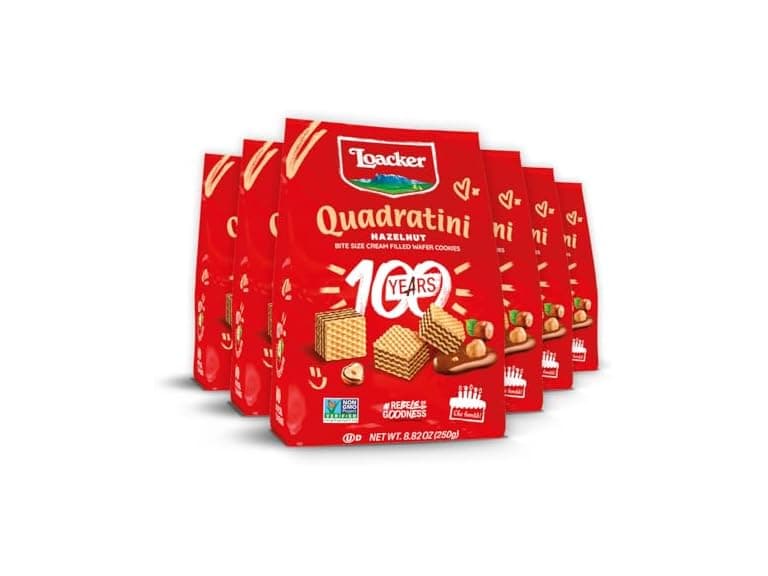 6PK Loacker Quadratini Hazelnut Wafer Cookie - Image 1