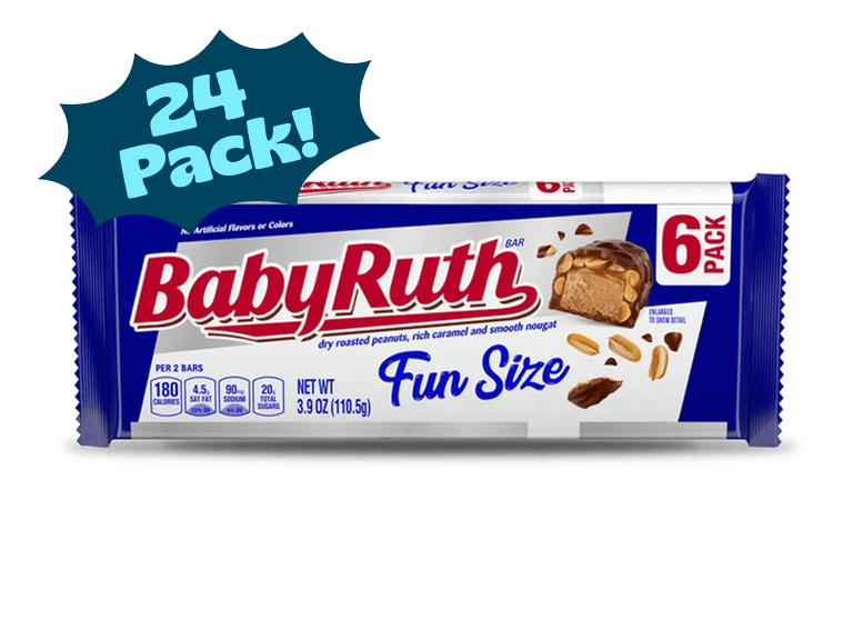 Baby Ruth Chocolate Bar, 3.9 Ounce 6-Pack (24-Pack, or 144 Bars Total)