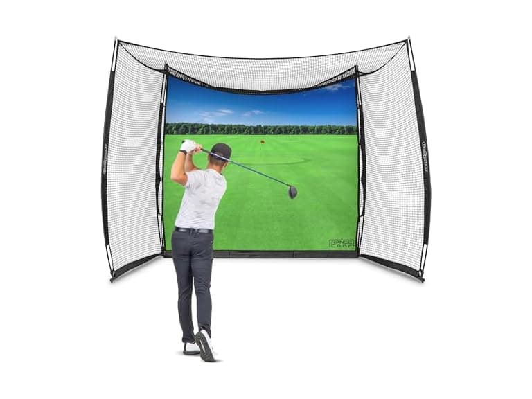 GoSports Range Cage 10 ft x 8 ft Golf Practice Hitting Net with Impact Screen - Image 1