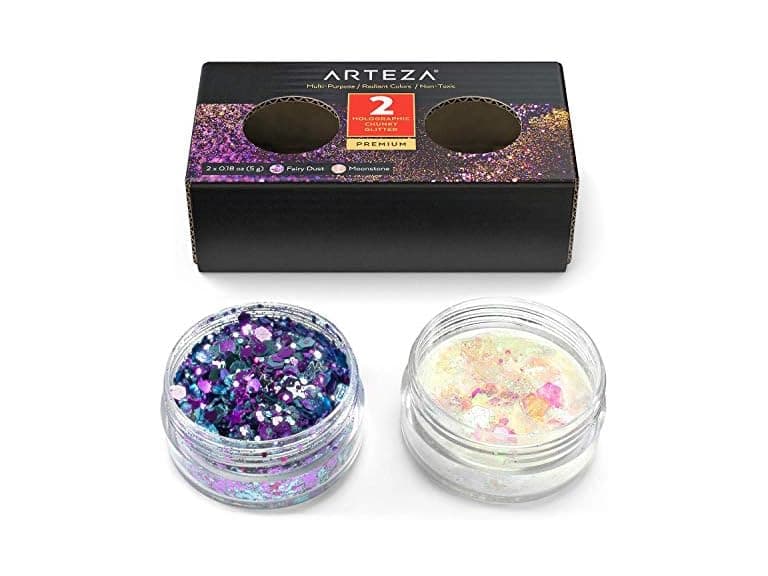 Arteza Chunky Glitter, Set of 2 Colors, White - Image 1