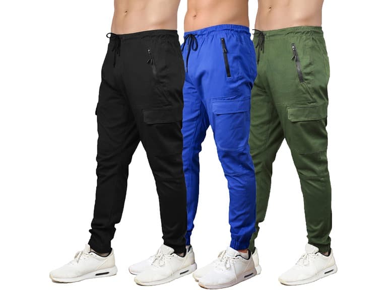 3Pk Mens Cotton Stretch Cargo Jogger - Image 1
