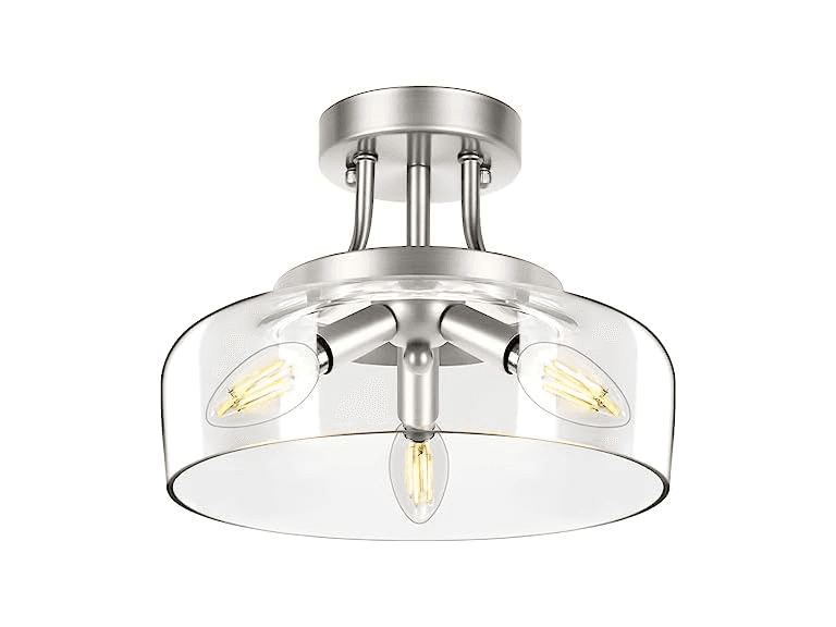 TOBUSA 3-Light Semi Flush Mount Light Silver Fixture - Image 1