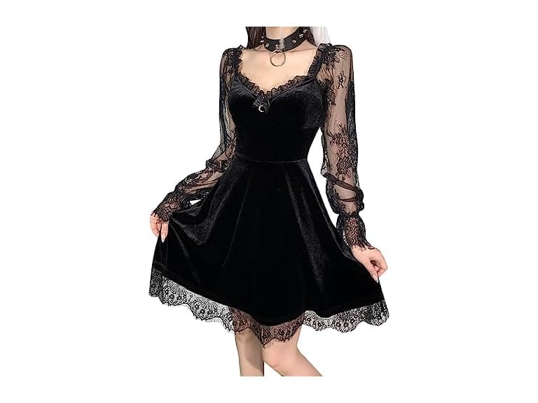 Kisswow Women (XL) Lace Gothic Velvet Dress - Image 1