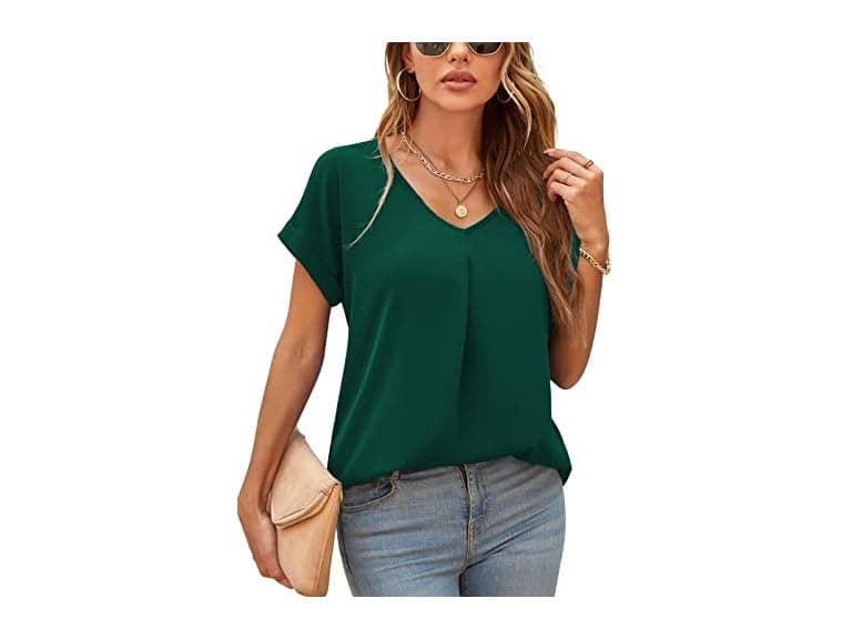 Quezhu Women (M) Summer Blouses Dressy Casual Tops - Image 1