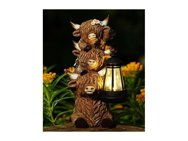 Triple Highland Cow Garden Décor - Image 1