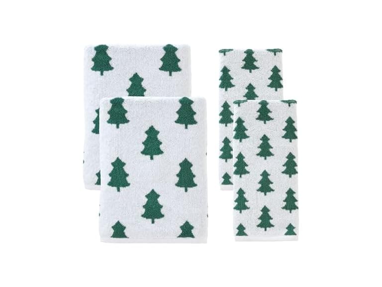 Winter Holiday Trees 100% Cotton Premium 4-Pc Towel Set - Image 1