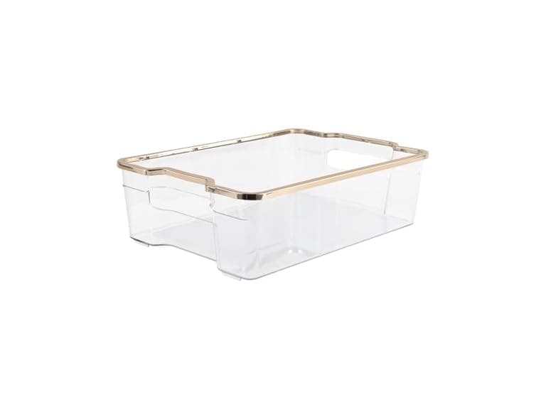 SIMPLEMADE Clear Refrigerator Bins, Gold - Image 1