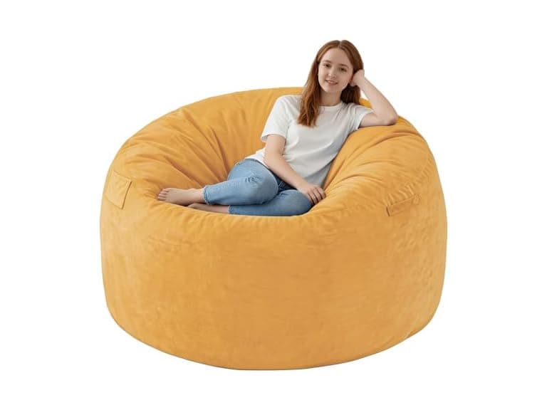 SIMFLAG 5ft Bean Bag Chair Mustard Color - Image 1