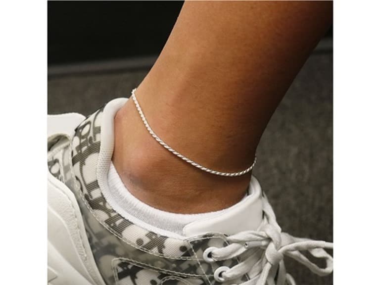 Yeidid Silver 9 or 10" Rope Anklet - Image 1