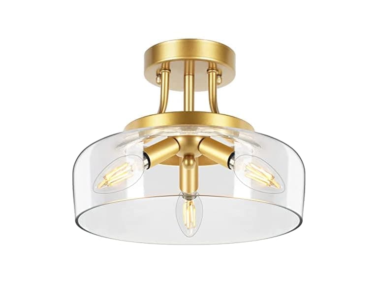 TOBUSA 3-Light Semi Flush Mount Light Gold Fixture - Image 1