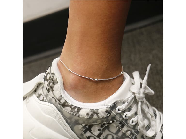 925 Sterling Silver Snake Bead Anklet - Image 1