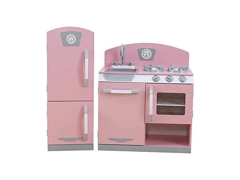 KidKraft Retro Wooden Play Kitchen and Refrigerator Set - Image 1
