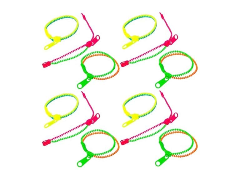 Fun Express Bright Two-Color Plastic Zipper Bracelet 12pc - Image 1