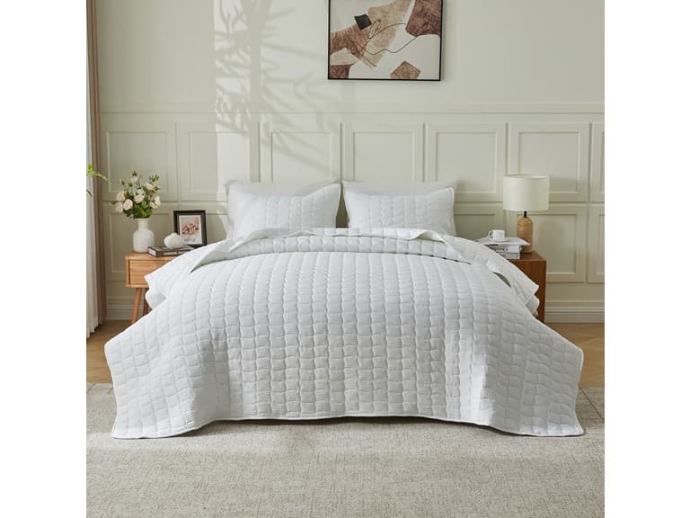 Dawson 3 Piece Textured Quilt Set - Image 1