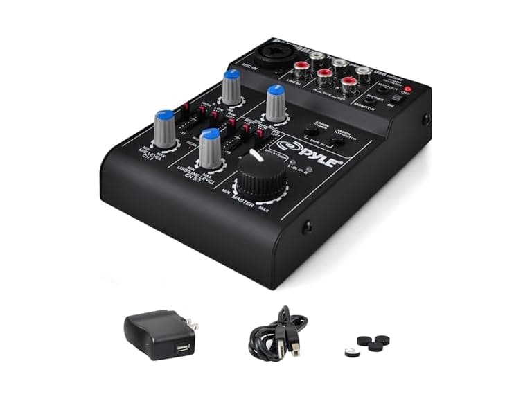 Pyle 5-Channel Rechargeable Mini Portable Audio Mixer - Image 1