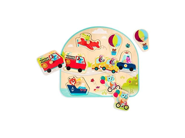 B. toys Vehicles Wooden Peg Puzzle Cars, Trucks & More - Image 1