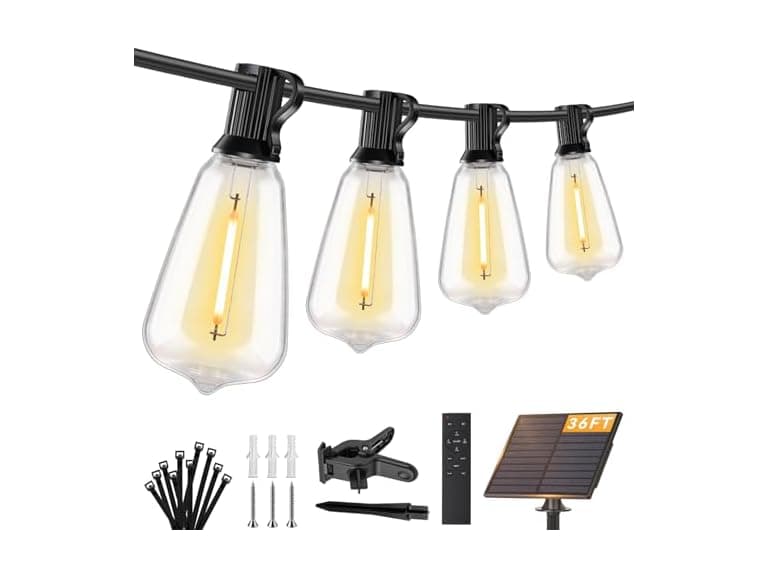 Brightever 36FT Solar String Lights Outdoor Waterproof with Remote - Image 1