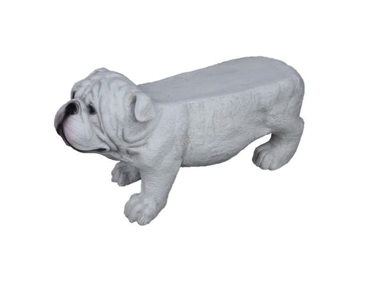 31" Cold Cast White Bulldog Bench - Image 1