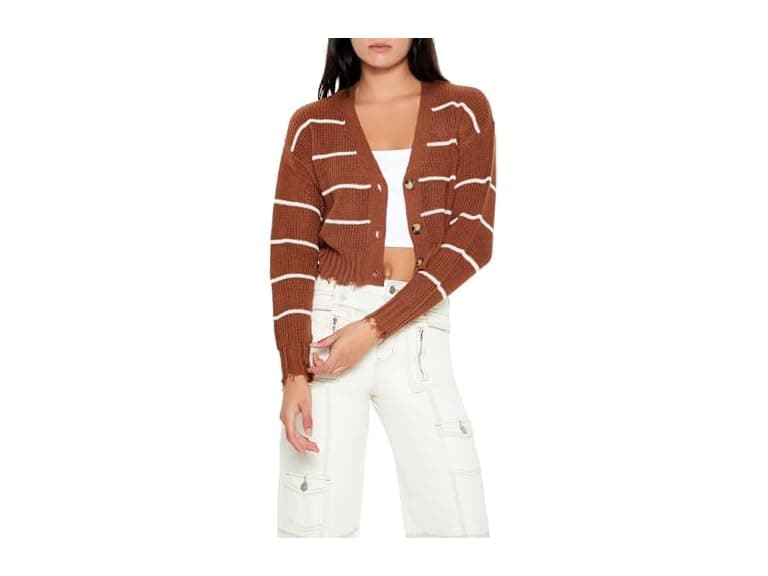 Forever 21  (L) Pinstriped Cardigan Sweater - Image 1