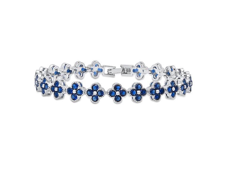 CZ Flower Charm Bracelet - Image 1
