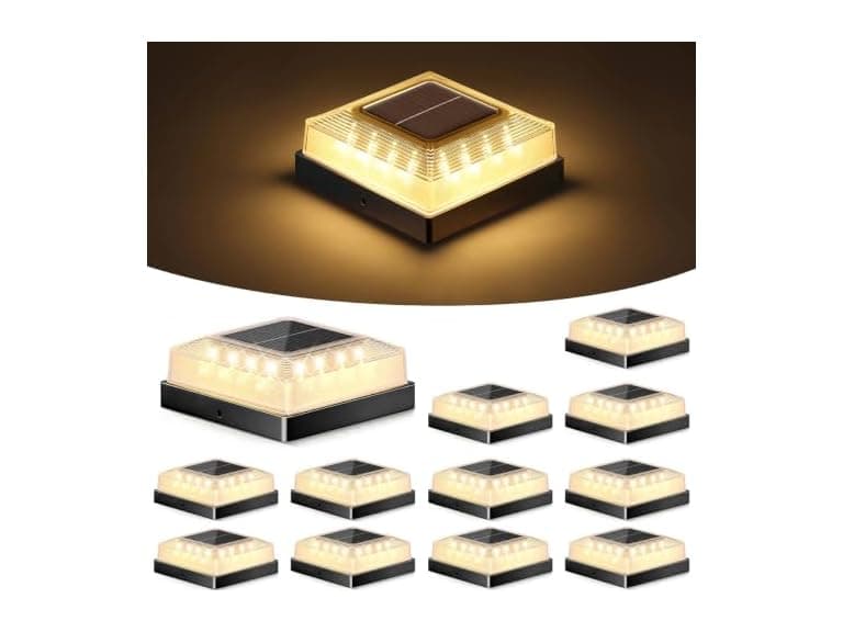 Brightever 12-Pack Solar Black Post Cap Lights