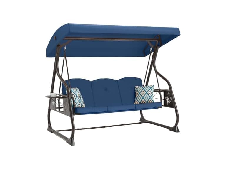 ZZW 3-Seat Patio Porch Swing 800LBS Outdoor Swing with Stand - Image 1