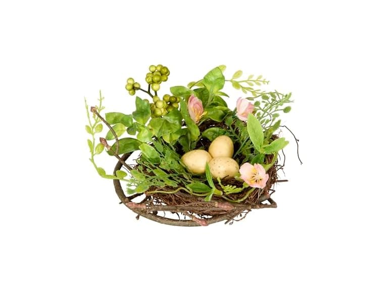 6 Inch Blossom Bird’s Nest with Eggs - Image 1