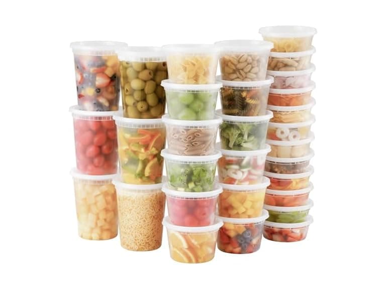 AOZITA 48 Sets Plastic Deli Containers With Lids, 8 oz 16oz 32oz Variety pack - Image 1