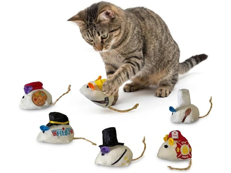 SPOT Mice at Work Cat Toys, Catnip Filled Plush Mice - Image 1