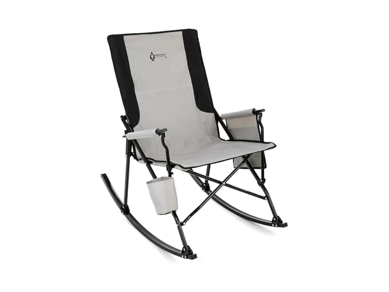 Foldable Rocking Camp Chair, Large Cup Holder - Image 1