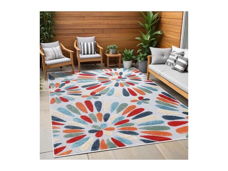 Superior Oversized Floral Indoor Outdoor Area Rug, Multicolor - Image 1