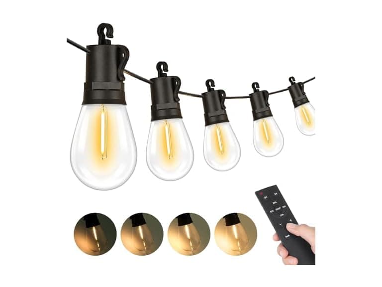 Brightever LED Outdoor String Lights, 50FT with Remote - Image 1