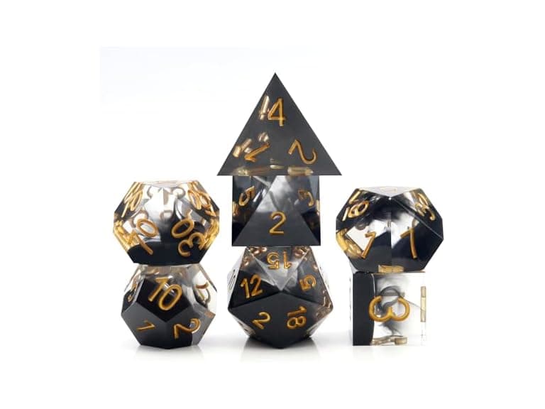 Haxtec Black Swirl Resin Dice Set - Image 1