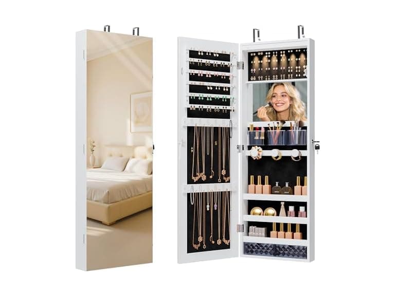 White Jewelry Armoire Organizer - Image 1