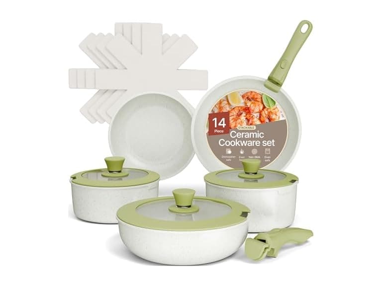 14pc Pots and Pans Set Non Stick Ceramic - Image 1