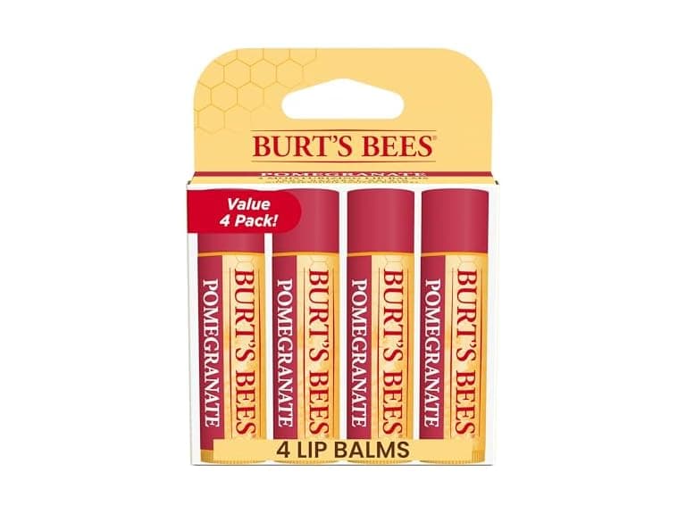 Burts Bees Pomegranate Lip Balm 4 Tubes 0.15oz - Image 1