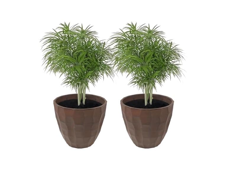 Sunnydaze Pebbled Polyresin Round Outdoor Planter Set of 2 - Image 1