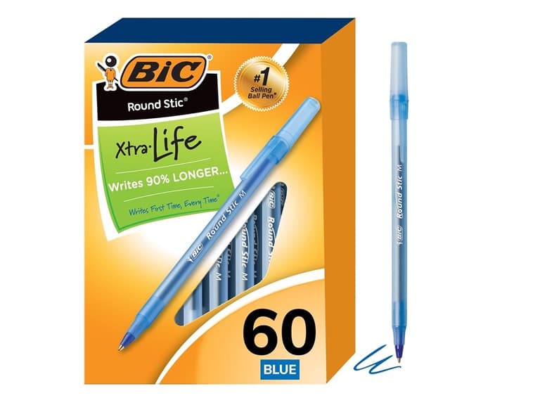 Round Stic Xtra Life Ballpoint, Blue Ink - Image 1