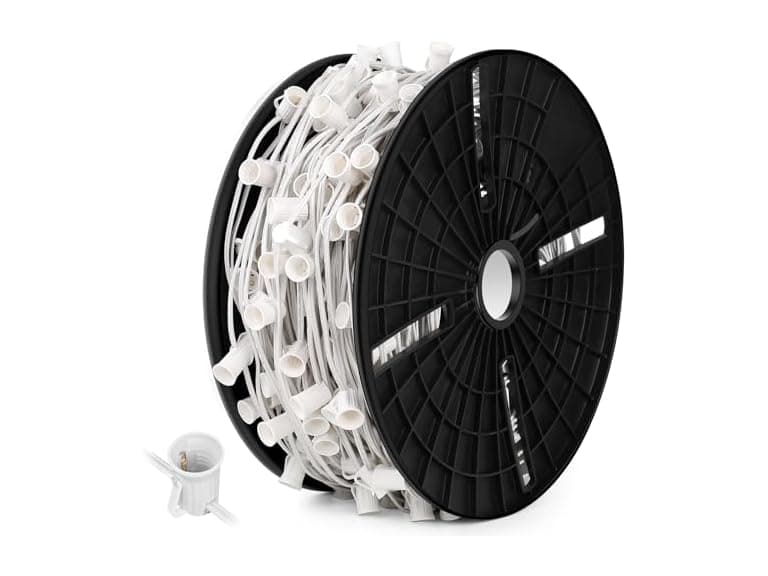 Commercial 500 FT LED Lights Sockets Outdoor, White - Image 1