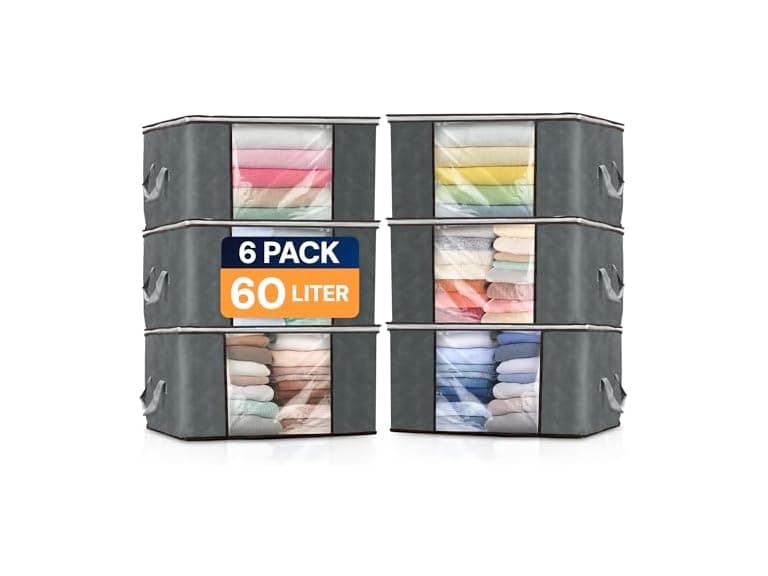 6 Pack 60L Clothes Storage Bags - Image 1