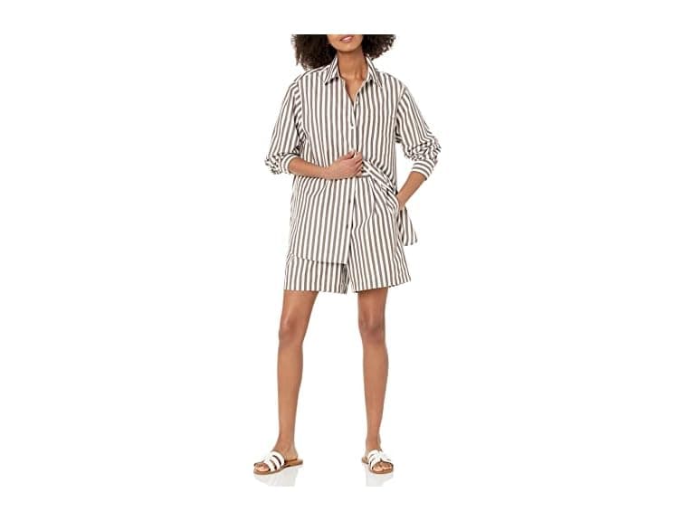 The Drop Kendra Fit Long Shirt, Coffee - Image 1