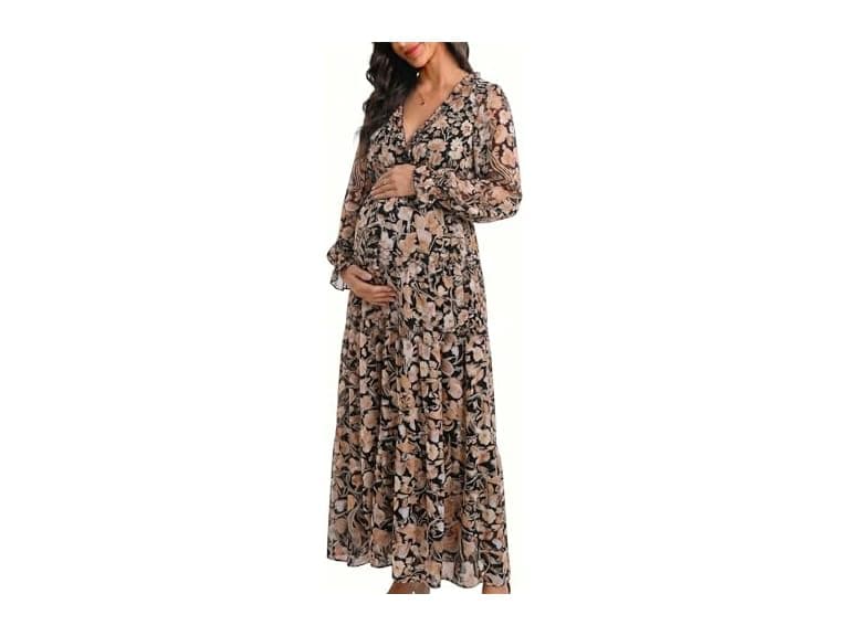 Blencot Women (S) Casual Boho V Neck Long Dress - Image 1