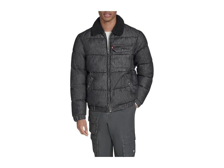 Levis Mens Quilted Depot Jacket w Sherpa Collar (M) - Image 1