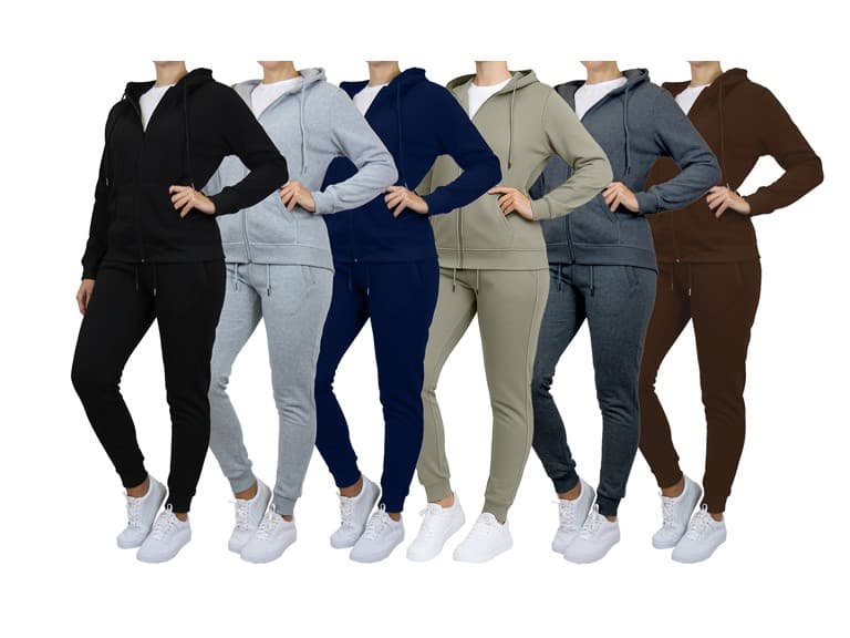 Womens Fleece-Lined Zip Hoodie & Jogger Set - Image 1