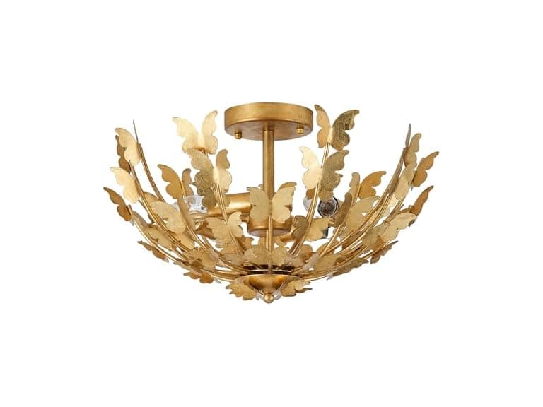 Parrot Uncle 17" Gold Chandeliers for Dining Room Semi Flush