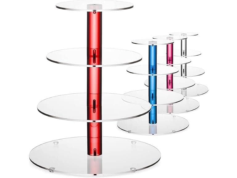 4-Tier Red Acrylic Cupcake Stand – 12" - Image 1