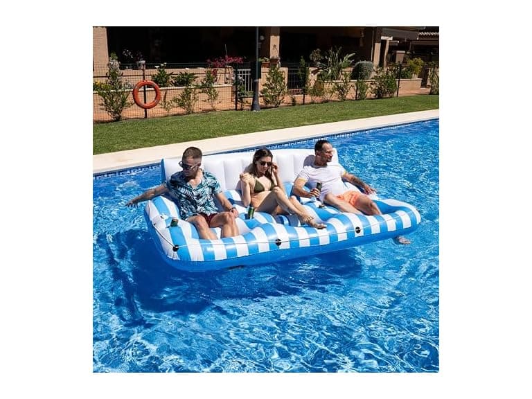 Zone Tech PA0009 Inflatable Lounger Recliner for Pool Blue - Image 1