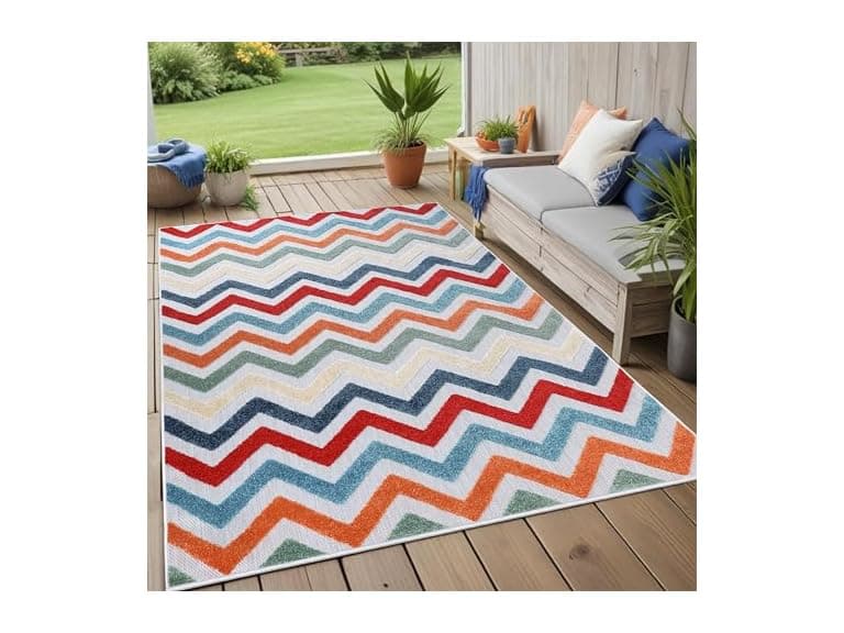 Superior Chevron Indoor Outdoor Area Rug, Multicolor - Image 1