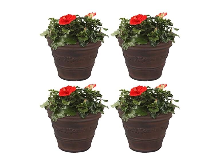 Sunnydaze 13-Inch Laurel Large Plant Pot, 4 Pack - Rust - Image 1